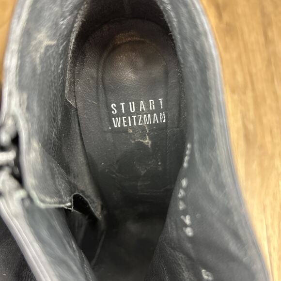 Stuart Weitzman Womens 8 Platform Booties Black Zip Minimalist High Heel Mobwife - Picture 5 of 10